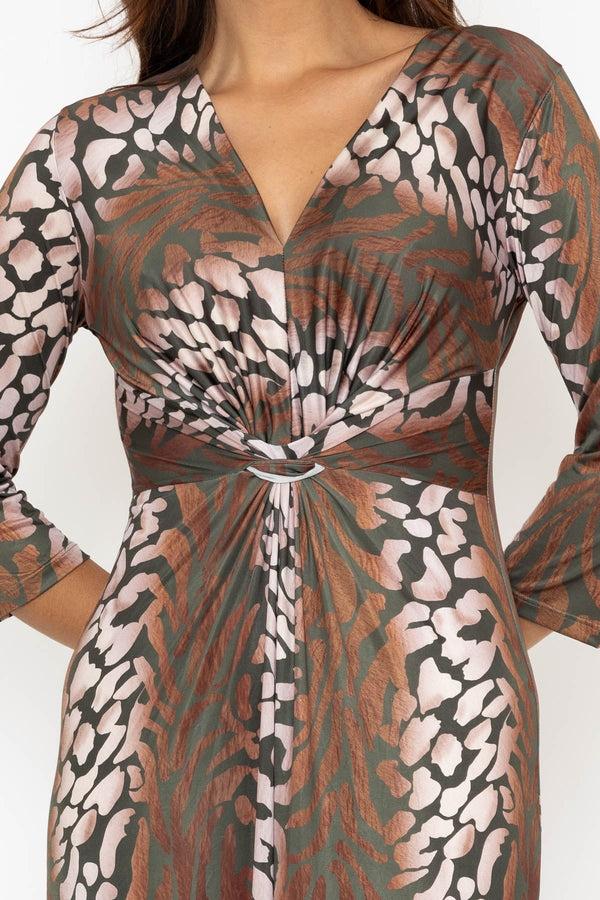 Carraig Donn Louisa Midi Dress In Khaki