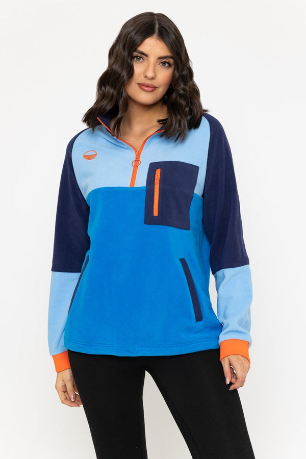carraig donn Maeve Fleece in Blue & Orange