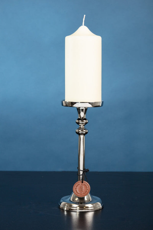 Carraig Donn Medium Silver Pillar Candle Holder