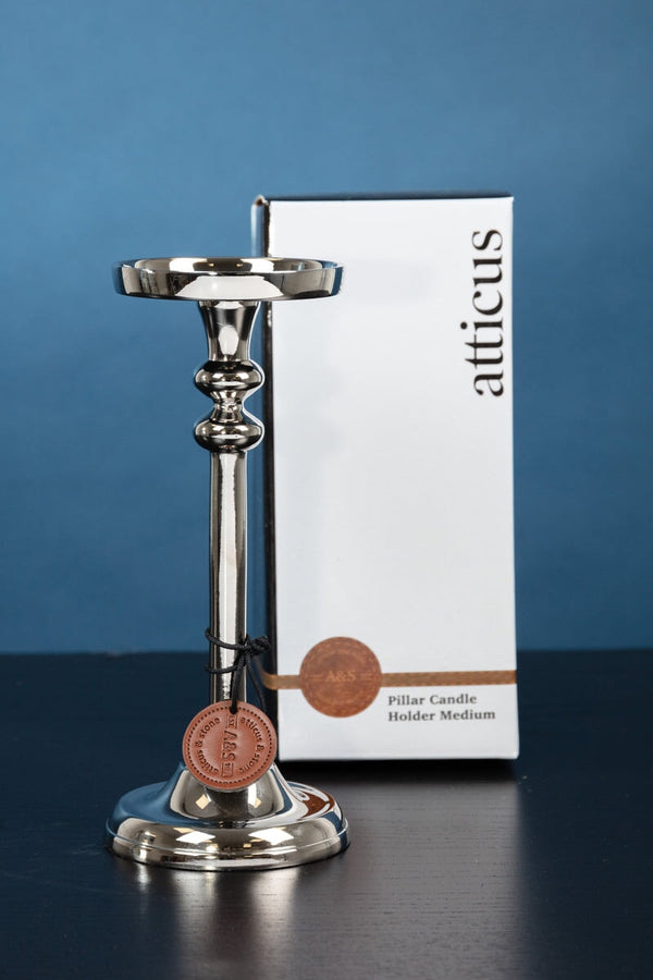 carraig donn Medium Silver Pillar Candle Holder