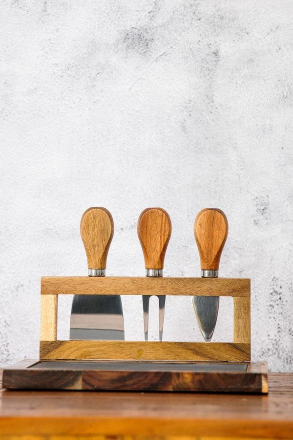 Carraig Donn Medium Slate Wood Cheese Board Set
