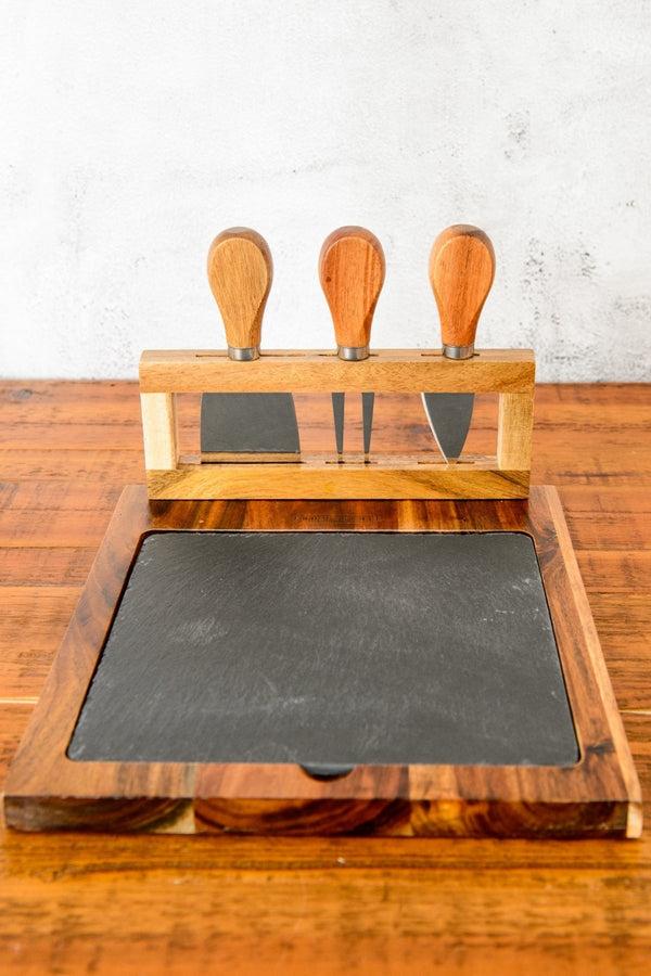carraig donn Medium Slate Wood Cheese Board Set