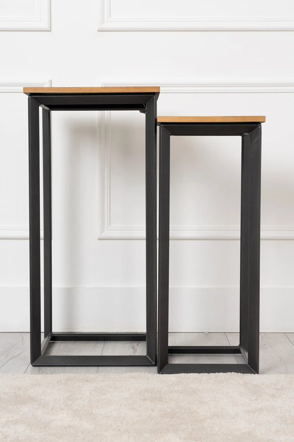 carraig donn Metal & Wood Set of 2 Nest Tables