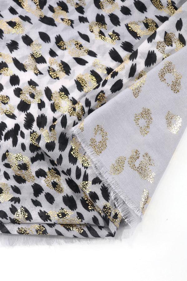 Carraig Donn Metallic Animal Print Scarf In Silver