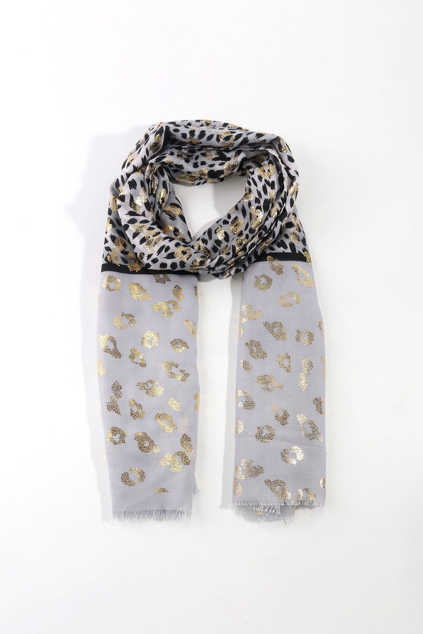 carraig donn Metallic Animal Print Scarf in Silver