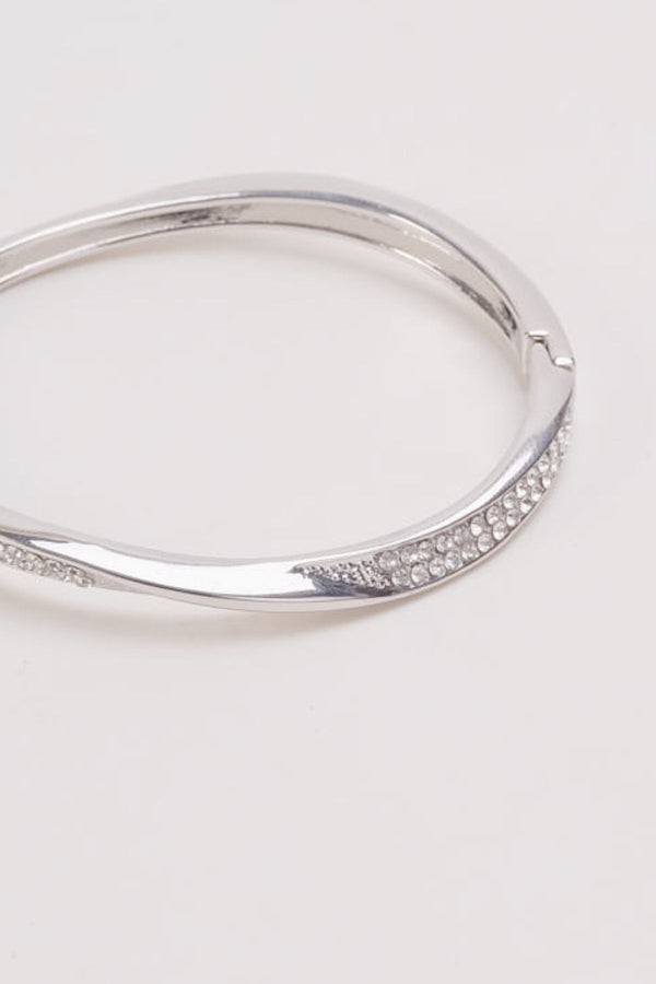 Carraig Donn Micro Pave Twist Silver Bangle
