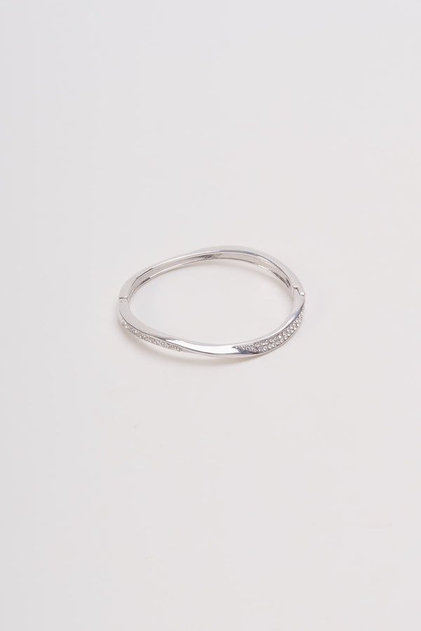 carraig donn Micro Pave Twist Silver Bangle