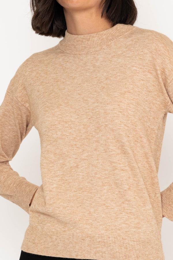 Carraig Donn Mock High Neck Knit Jumper In Ecru