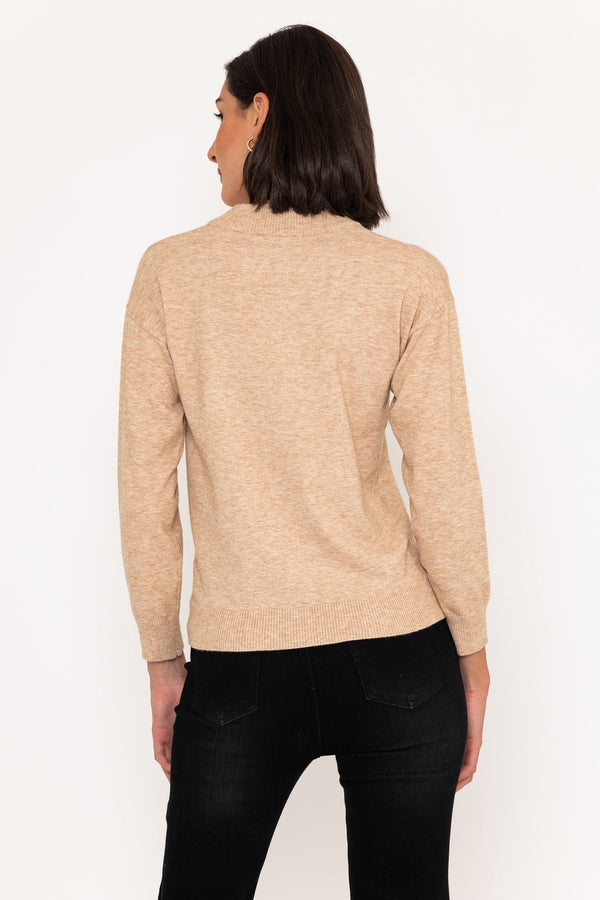 Carraig Donn Mock High Neck Knit Jumper In Ecru