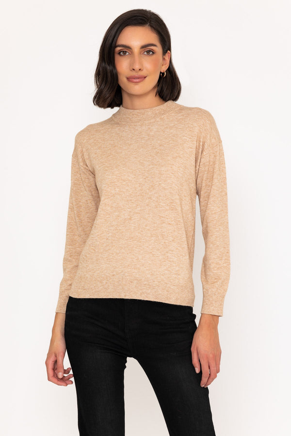 carraig donn Mock High Neck Knit Jumper in Ecru