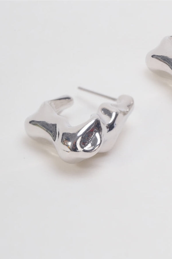 Carraig Donn Molten Wave Silver Hoop Earrings