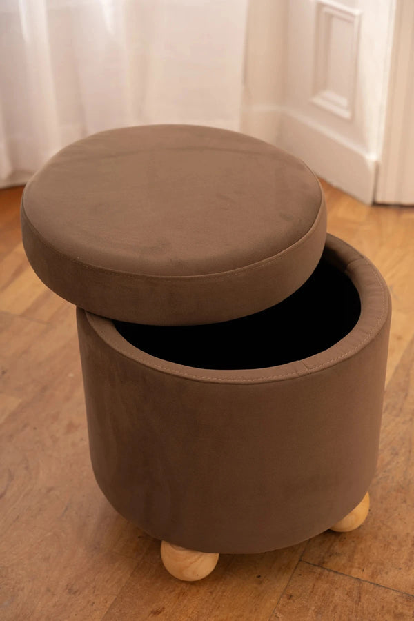 carraig donn Mushroom Brown Velvet Storage Stool