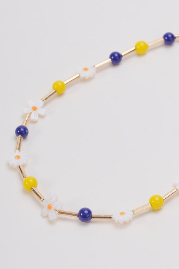 Carraig Donn Navy Beaded Flower Necklace