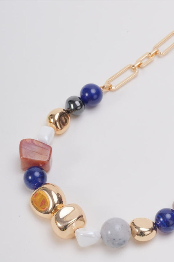 Carraig Donn Navy Beaded Gold Link Necklace