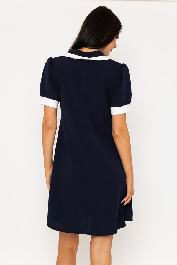 Carraig Donn Navy Contrast Collar Mini Dress