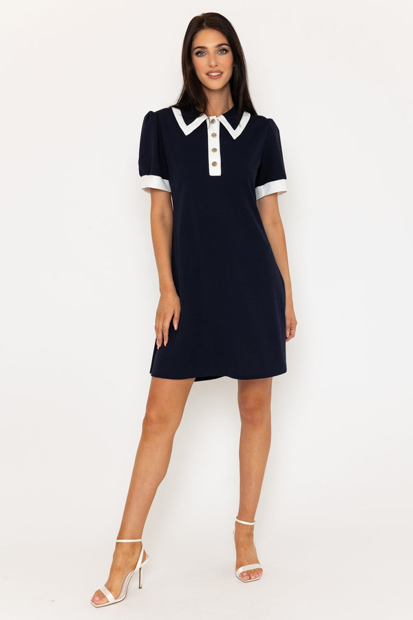 Carraig Donn Navy Contrast Collar Mini Dress