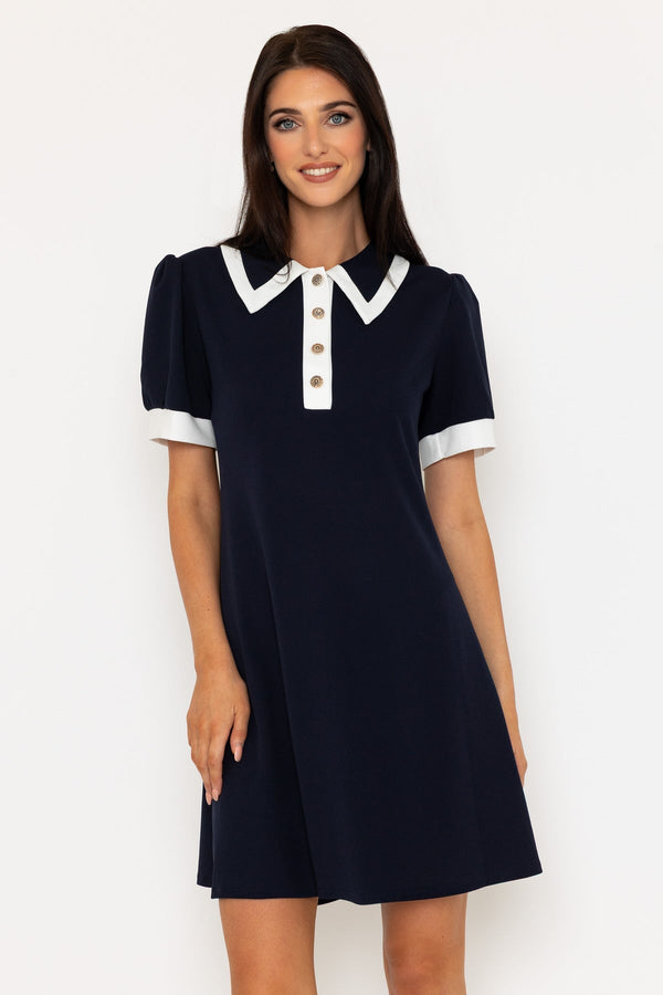 carraig donn Navy Contrast Collar Mini Dress