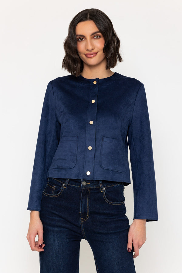 carraig donn Navy Cropped Suedette Jacket