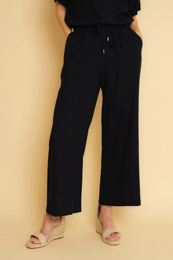 Carraig Donn Navy Linen Blend Wide Leg Trousers