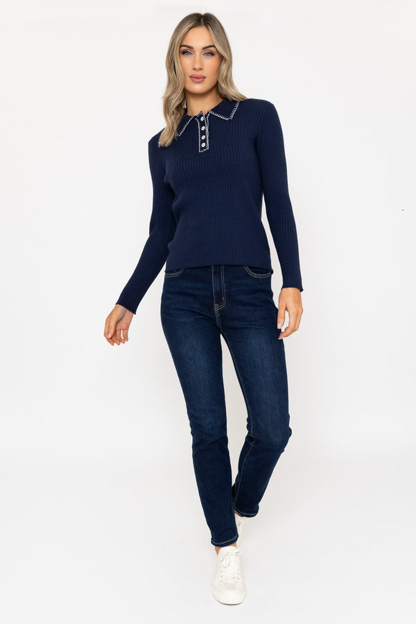 Carraig Donn Navy Long Sleeve Knit Jumper