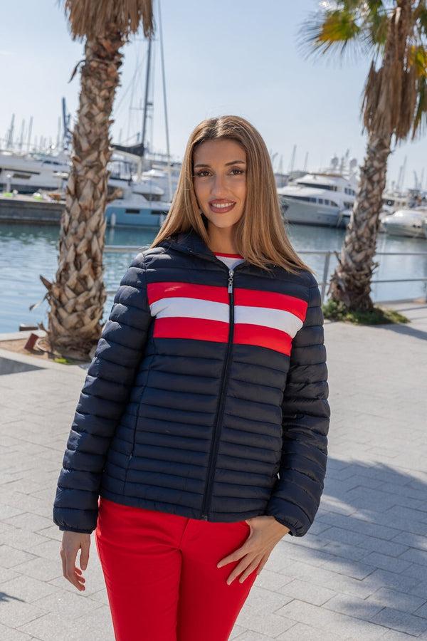 Carraig Donn Navy Quilted Colourblock Jacket