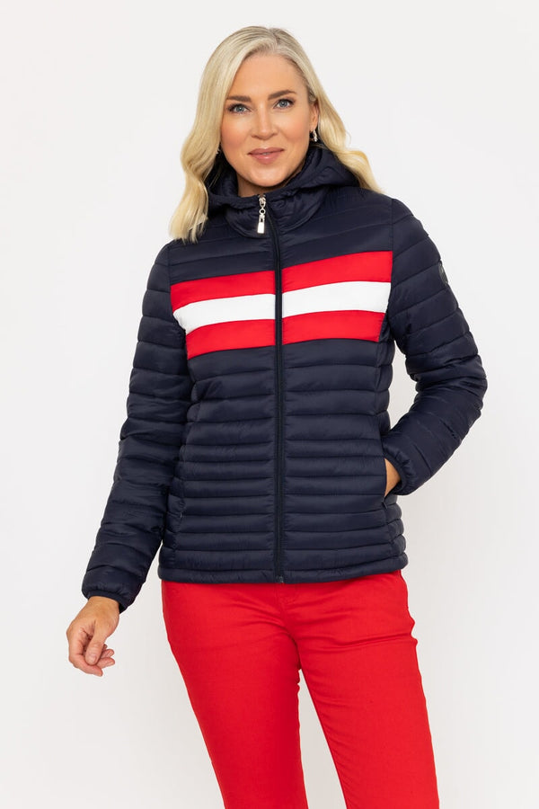 Carraig Donn Navy Quilted Colourblock Jacket