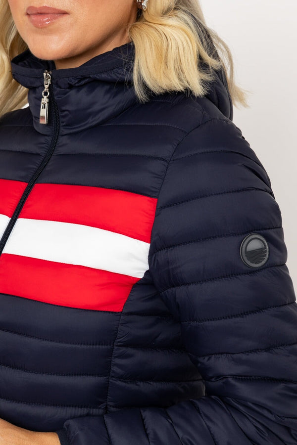 Carraig Donn Navy Quilted Colourblock Jacket