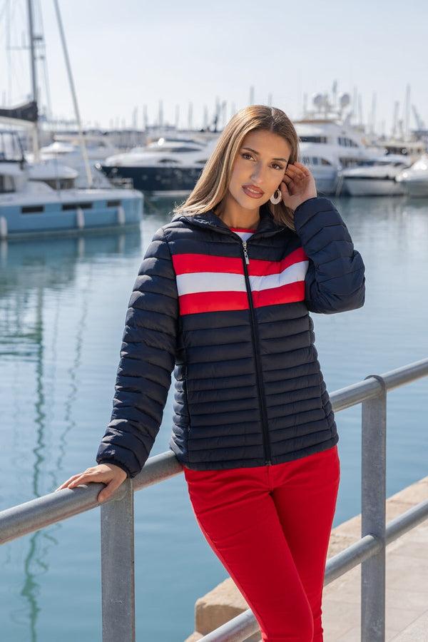 carraig donn Navy Quilted Colourblock Jacket