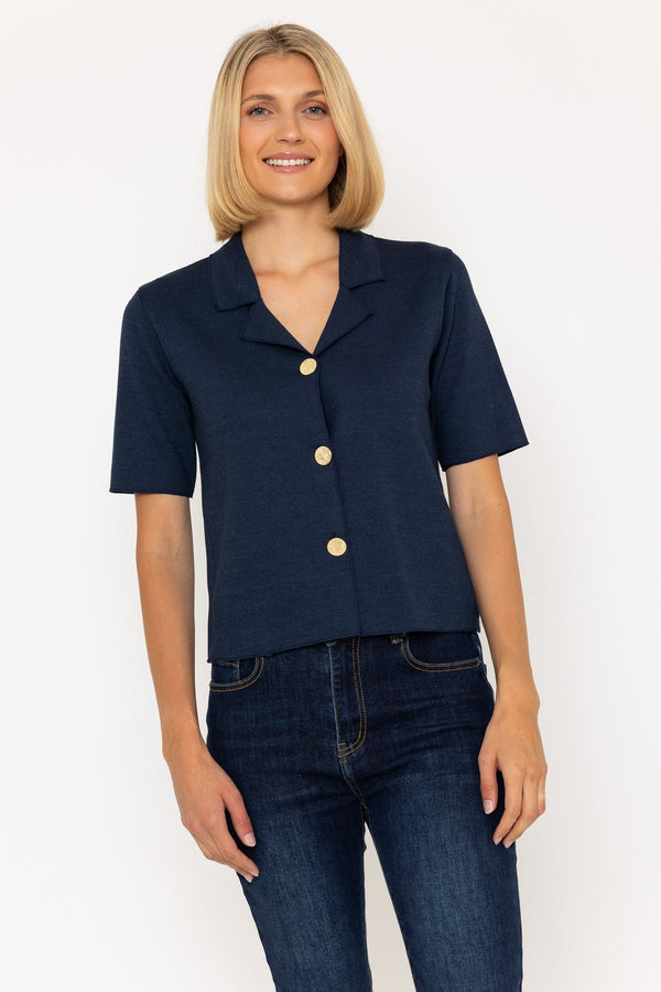 carraig donn Navy Short Sleeve Knit Jacket