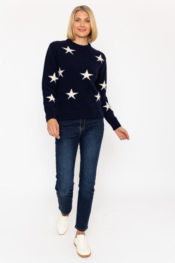Carraig Donn Navy Star Print Knit Jumper