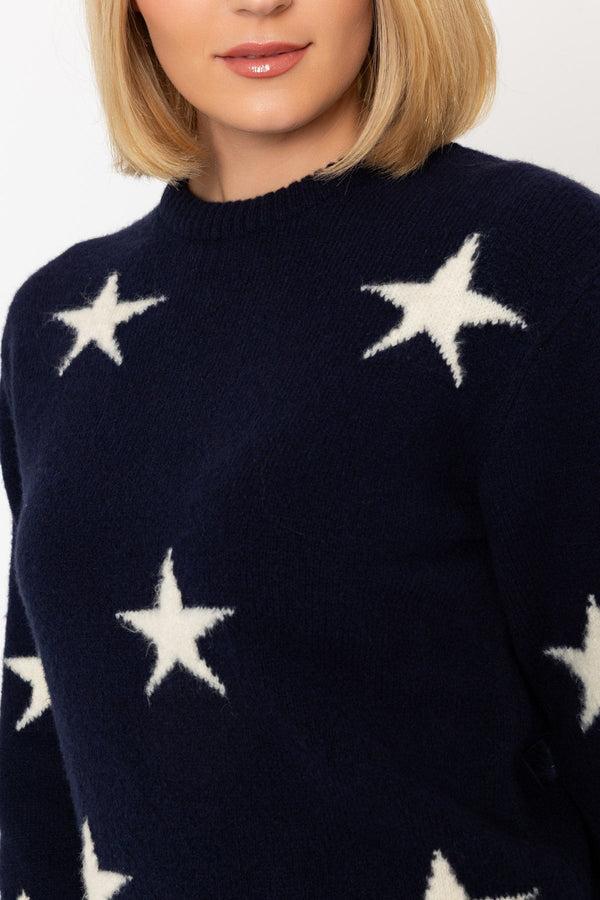Carraig Donn Navy Star Print Knit Jumper
