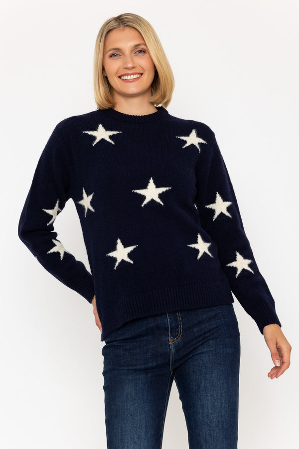 carraig donn Navy Star Print Knit Jumper