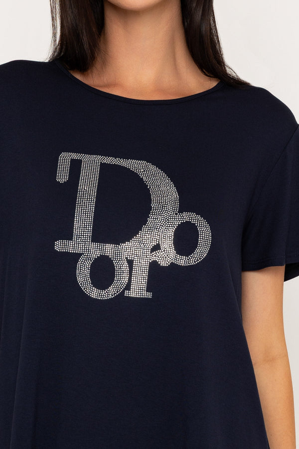 Carraig Donn Navy Stud Detail Slogan T-Shirt