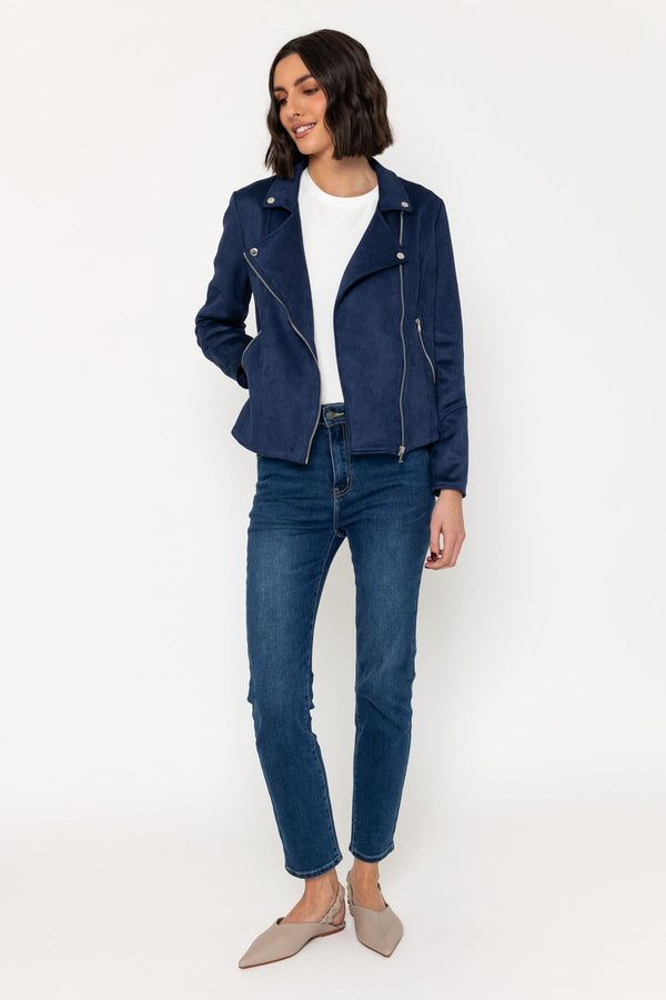 Carraig Donn Navy Suedette Biker Jacket
