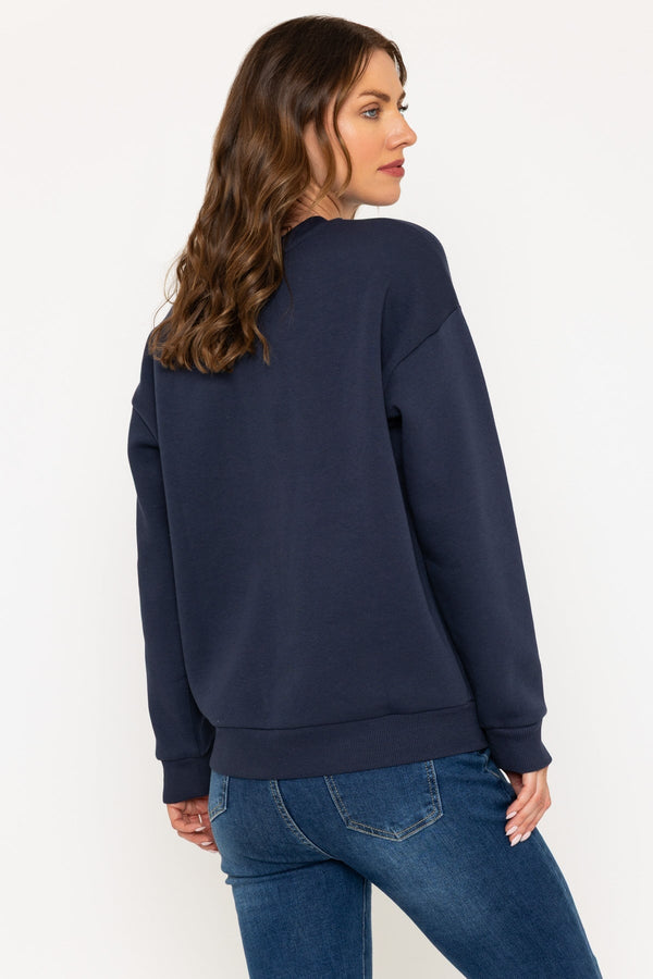 Carraig Donn Navy 'Sunday' Embroidered Sweatshirt