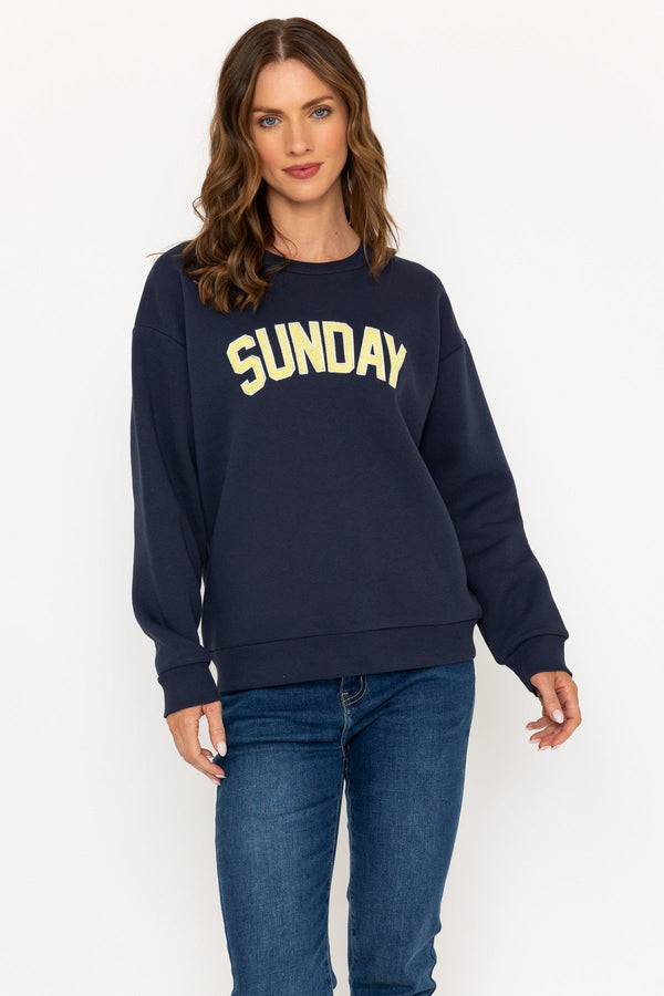 carraig donn Navy 'Sunday' Embroidered Sweatshirt