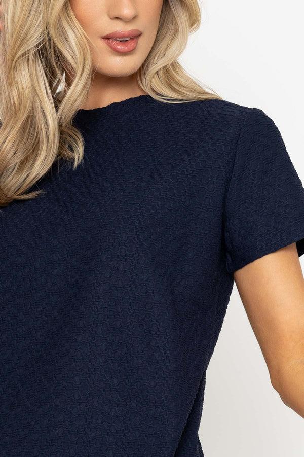 Carraig Donn Navy Textured Short Sleeve Top
