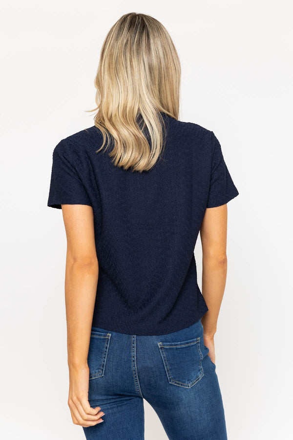 Carraig Donn Navy Textured Short Sleeve Top