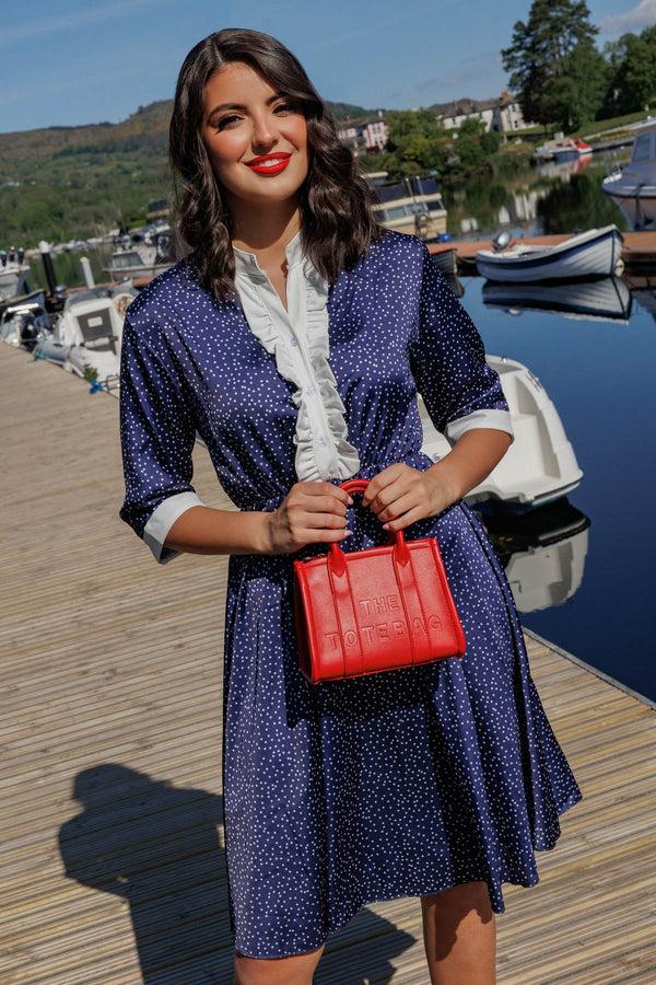 Carraig Donn Navy & White Suzie Knee Length Dress