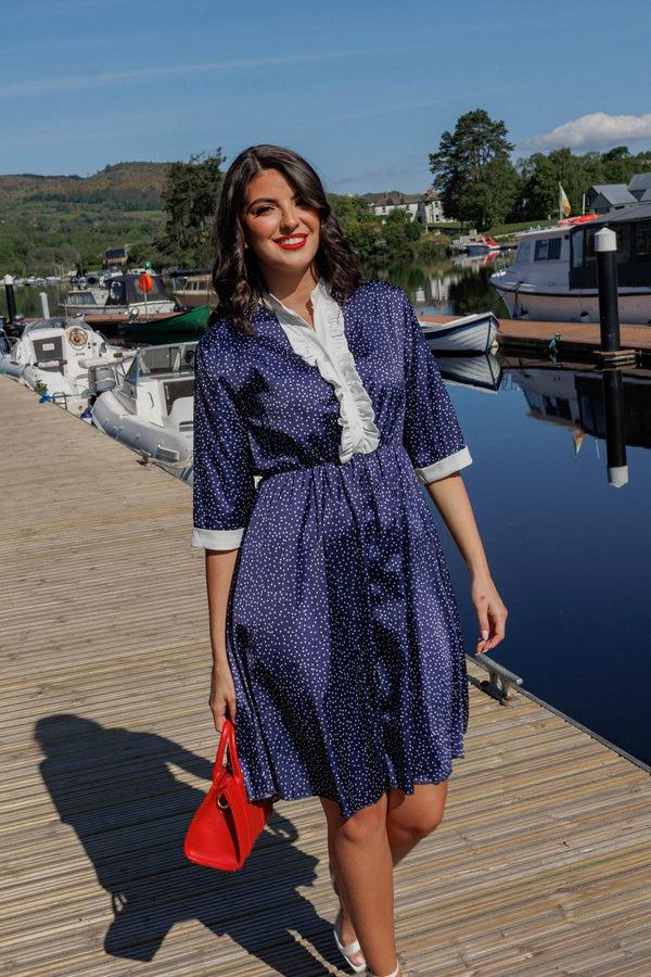 carraig donn Navy & White Suzie Knee Length Dress
