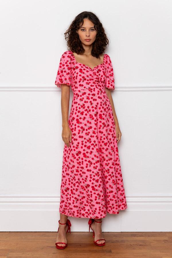 Carraig Donn Niamh Floral Print Pink Midi Dress