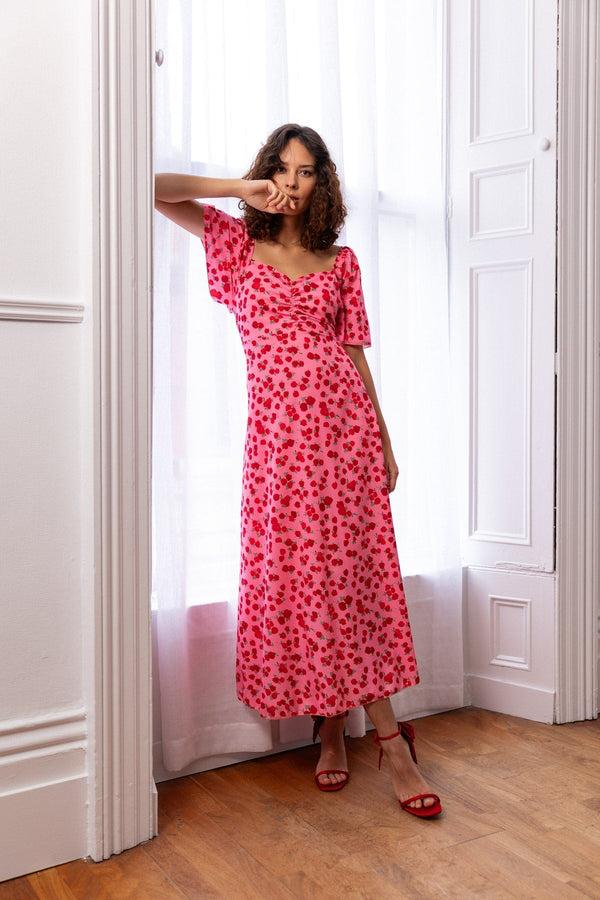 Carraig Donn Niamh Floral Print Pink Midi Dress