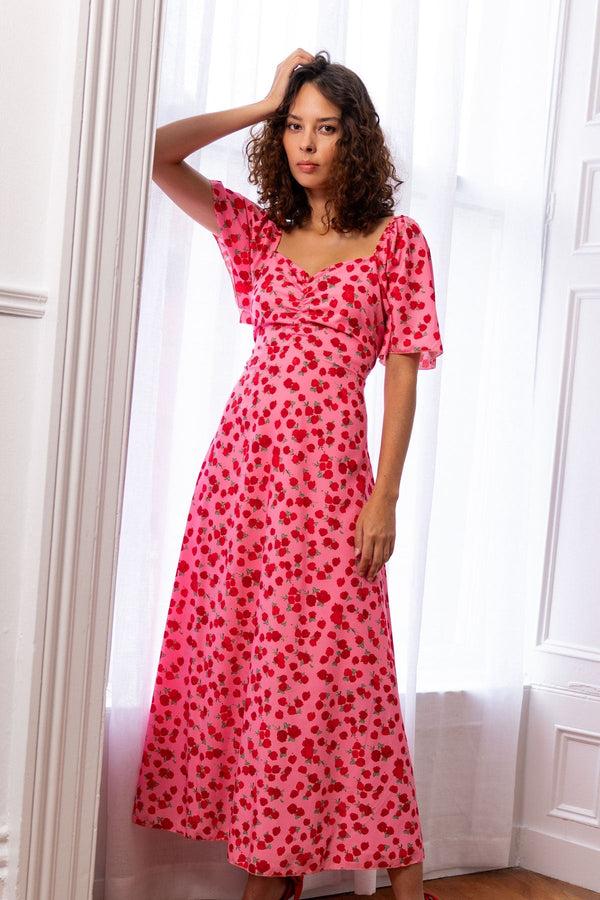 carraig donn Niamh Floral Print Pink Midi Dress