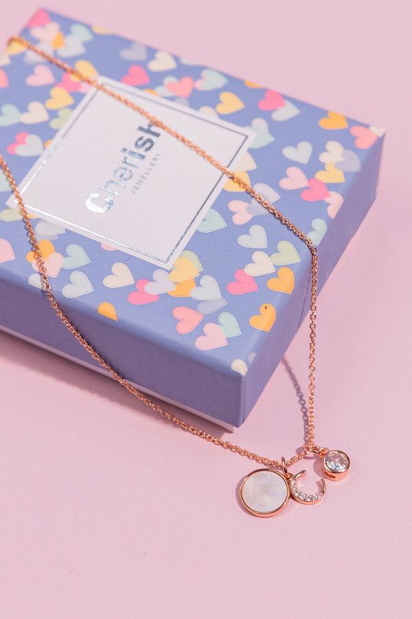 Carraig Donn O Initial Necklace In Rose Gold