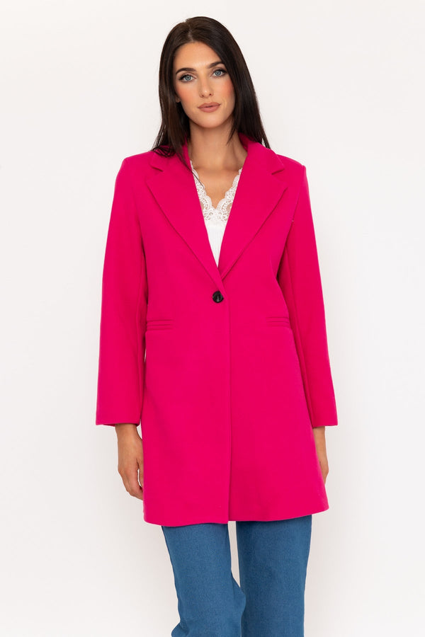 carraig donn One Button Coat in Hot Pink