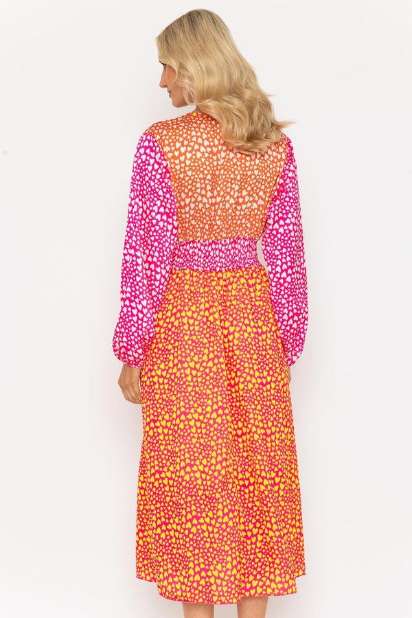 Carraig Donn Orange Long Sleeve Connie Midi Dress