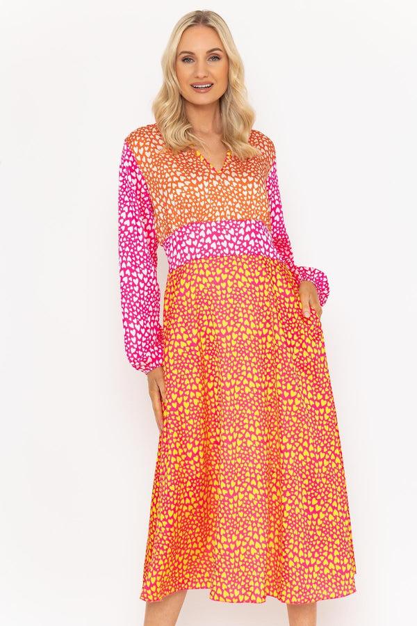 carraig donn Orange Long Sleeve Connie Midi Dress