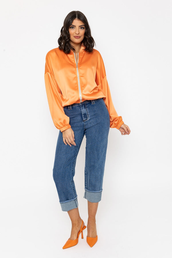 Carraig Donn Orange Sateen Bomber Jacket
