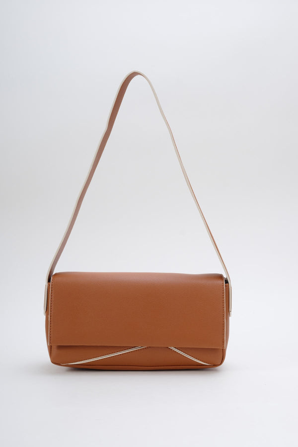 Carraig Donn Paneled Shoulder Bag In Tan Brown