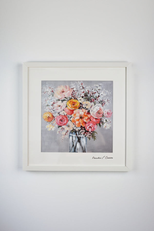 carraig donn Peaches & Cream Posy Framed Wall Art